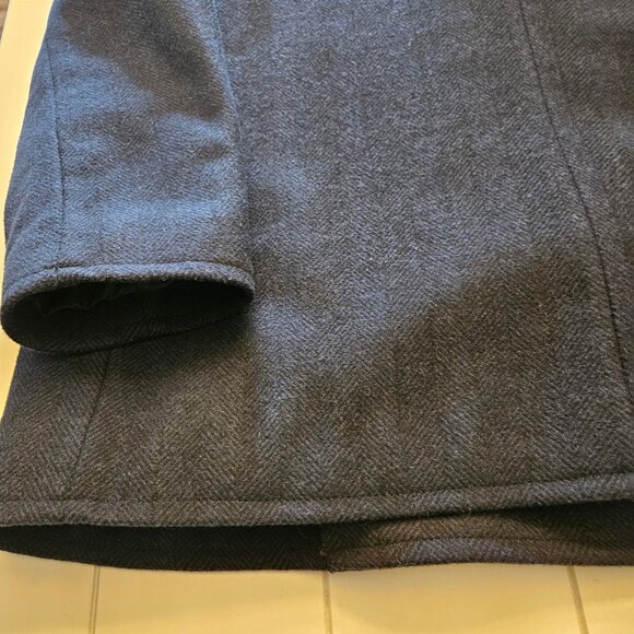 J. Crew Men's Navy Herringbone Double Breasted Wool Blend Pea Coat XLarge - Picture 10 of 11